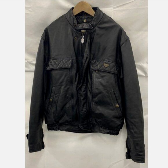 Vintage First Gear Hein Gericke Leather Motorcycle Jacket Men's 48 L / XL Black - Picture 1 of 16